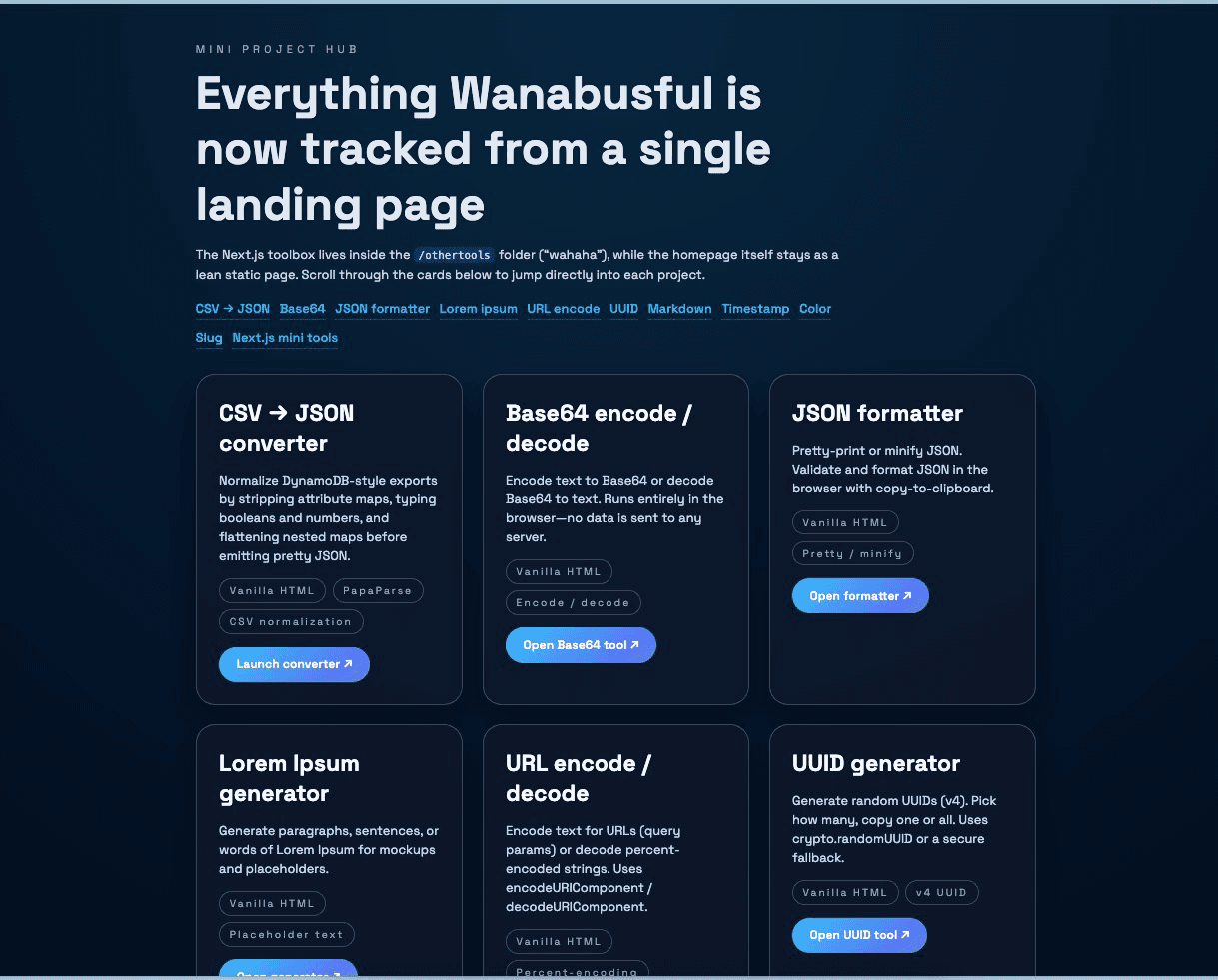 Wanabusful mini tools hub refresh